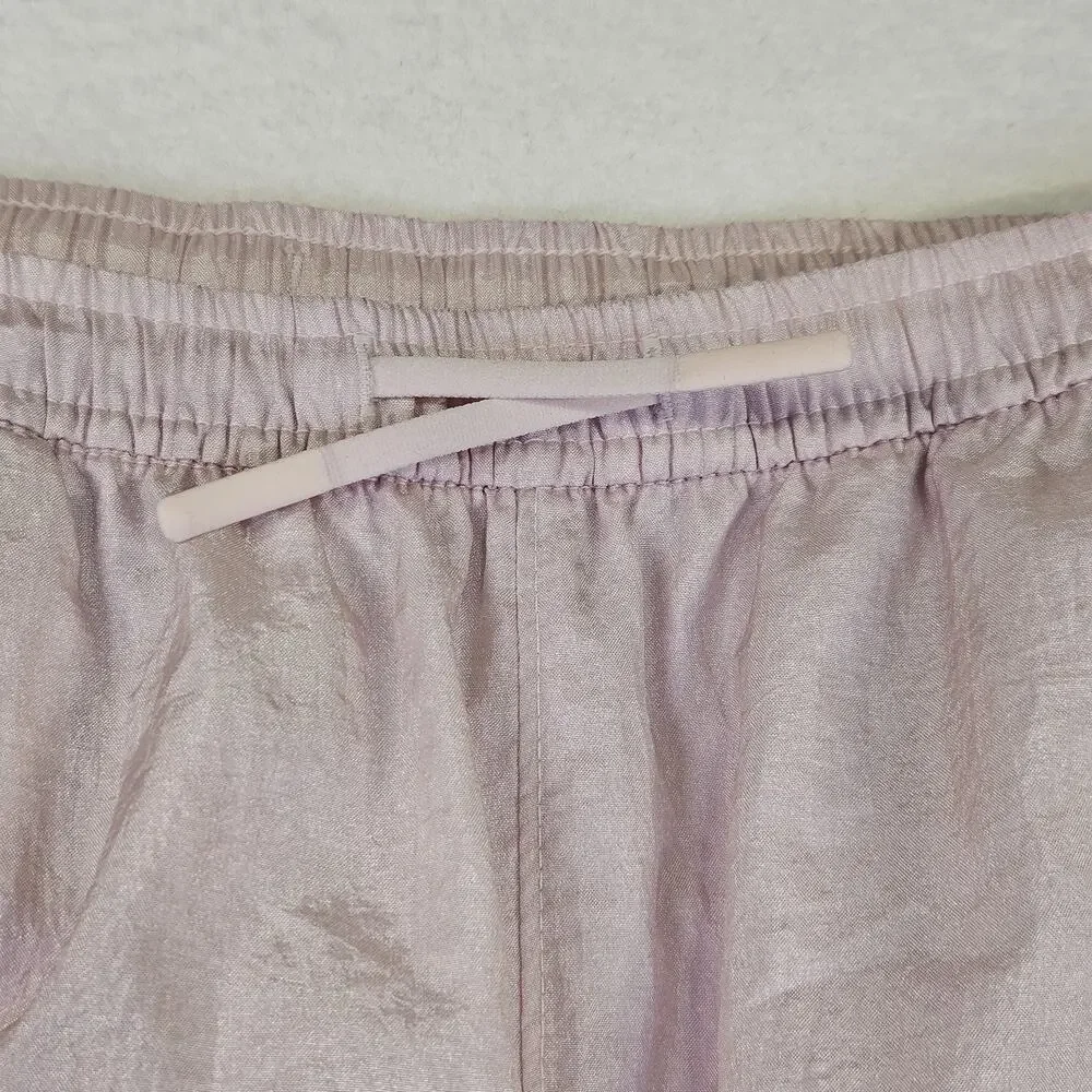 Athleta Girl Daybreak Jogger XL 14 Pink Athleisure Mesh Lined Crinkle Nylon Pant